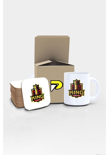 Satranç Tasarımlı Baskılı Kupa Bardak Seti, Eğlenceli Özel Hediye Mug
