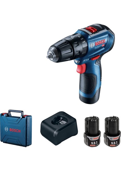Professional Gsb 12V-30 Akülü Darbeli Delme Vidalama Makinesi (12 Volt, 2 x 2,0 Ah Akü, Şarj Cihazı, Yumuşak/sert Tork: 18/30 Nm; Plastik Çanta)