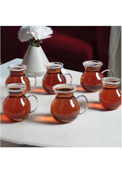 6’lı Borosilikat Cam Çay Bardağı - Geniş Hazneli Dayanıklı Cam Çay Bardağı Seti