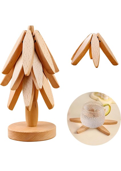 Katlanır Bambu 2&apos;li Standı Dayanıklı Bardak ve Tencere Altı Çaydanlık Altı Şık Tasarım Sofra Mutfak Tezgahlarına Uygun modelleri