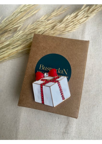 Taş Detaylı Hediye Paketi Yılbaşı Broş