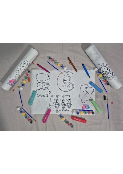 3’lü Boyanabilir Keçe Kumaş (Boyasız) – 35X50 Büyük Boy Keçe Boyama Kumaşı – Aktivite Boyama Seti