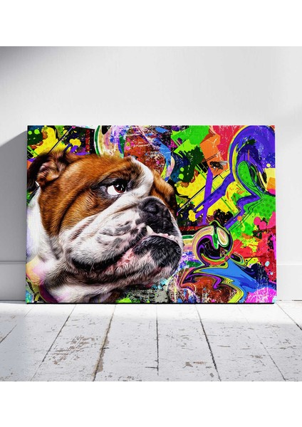 Renkli Bulldog Portresi Pop Art Tabloları Kanvas Tablo