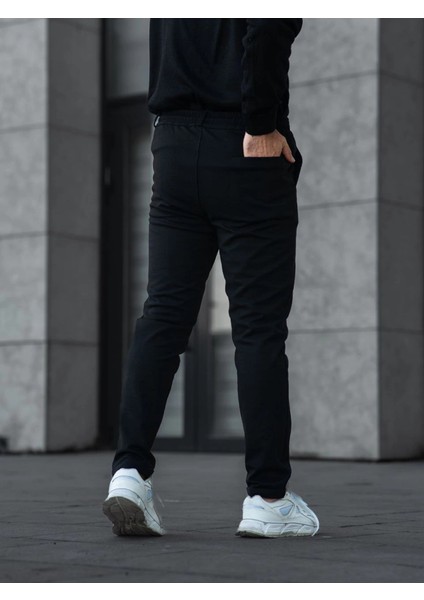 Erkek Diagonel Mikro Dokulu Cepli Pantolon - Siyah modelleri
