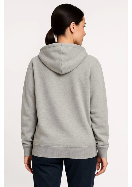 Üç Iplik Kapüşonlu Tam Fermuarlı Kanguru Çepli Sweatshirt Hoodie - Gri fiyatları