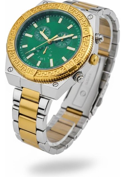 Versage Stil Erkek Kol Saati Gold Gümüş Yeşil Kadran Şık Çelik Erkek Kol Saati fiyatları