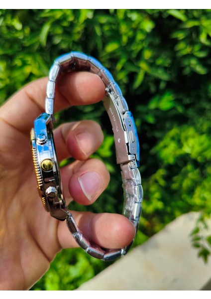 Versage Stil Erkek Kol Saati Gold Gümüş Yeşil Kadran Şık Çelik Erkek Kol Saati modelleri