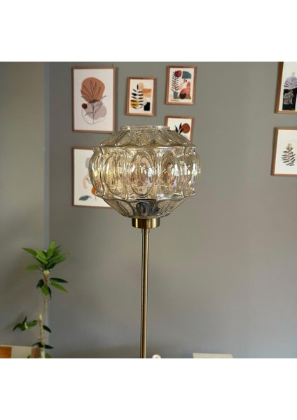 Şila Cam Bal Rengi Düz Ince Gövde Lambader Modern Oturma Odası fiyatları