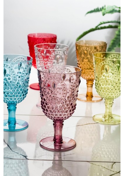 Akrilik Renkli 6lı Kadeh & Su Meşrubat Kahve Yanı Bardağı 450 ml ( Cam Değildir ) modelleri