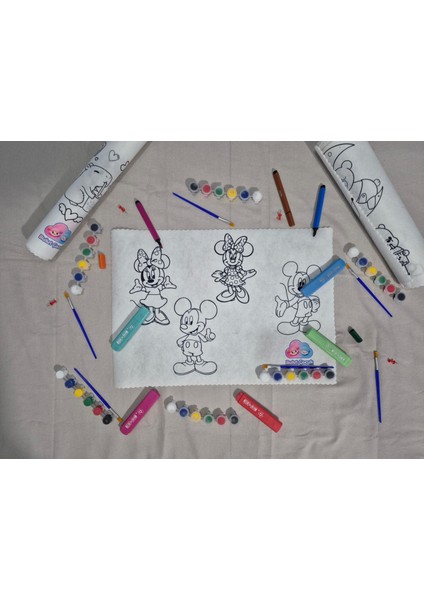 2’li Boyanabilir Keçe Kumaş Seti – 2 Adet 35X50 Keçe + 2 Boya + 2 Fırça – Çocuk Aktivite Boyama Seti