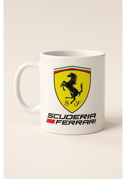 Scuderia Ferrari Logolu Seramik Kupa – Beyaz | Şık ve Dayanıklı Tasarım