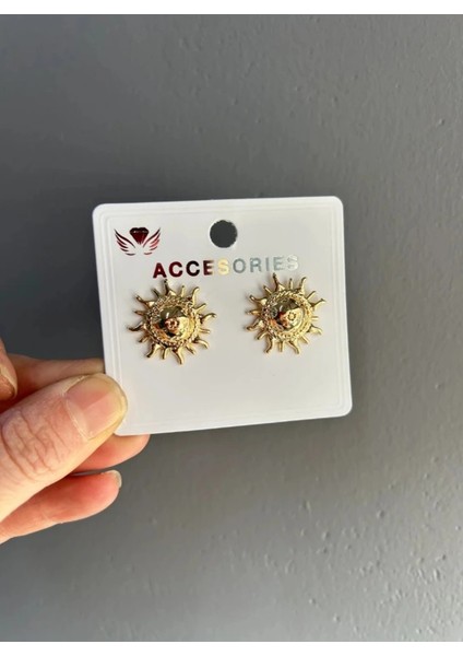 Vip Kaplama Gold Renkli Güneş Detay Küpe