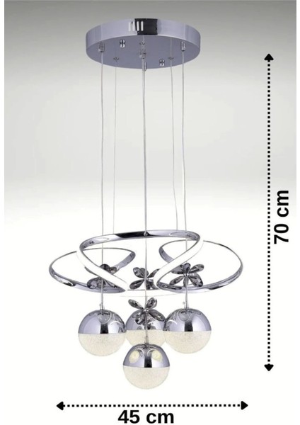 Kumandalı 3 Renk Işık Özellikli 4 Toplu Modern Krom Kaplama Sarkıt LED Avize Salon Avize modelleri