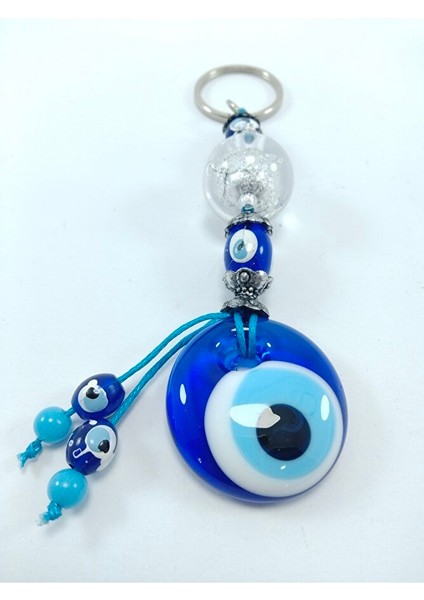 Nazar Boncuğu Anahtarlık El Yapımı Cam Aksesuar Parlak Beyaz Boncuklu Hediyelik Eşya fiyatları