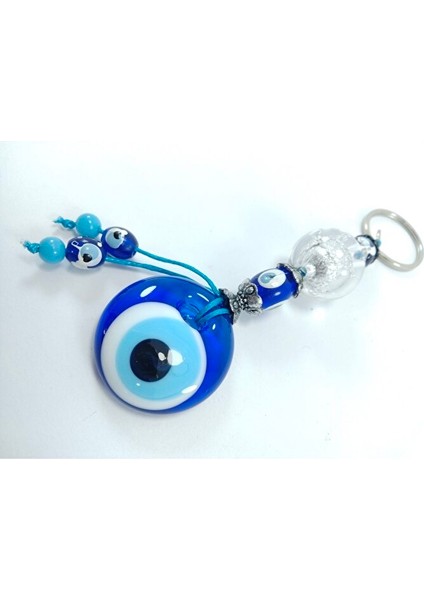 Nazar Boncuğu Anahtarlık El Yapımı Cam Aksesuar Parlak Beyaz Boncuklu Hediyelik Eşya fırsatları