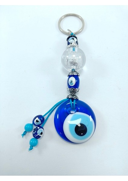 Nazar Boncuğu Anahtarlık El Yapımı Cam Aksesuar Parlak Beyaz Boncuklu Hediyelik Eşya indirimleri
