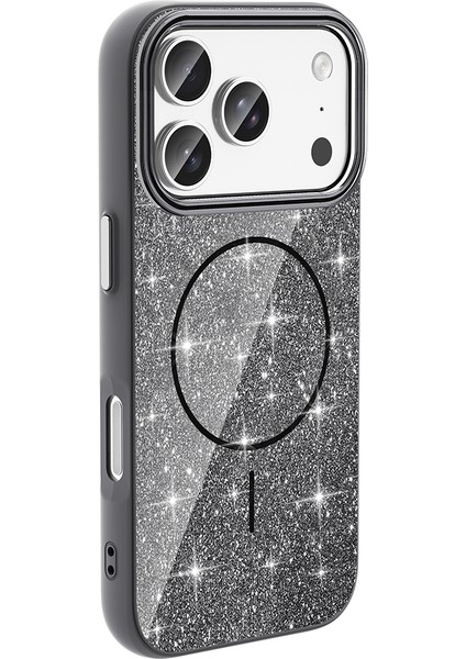 iPhone 17 Pro Kılıf M-Safe Şarj Özellikli Parlayan Simli Okso Kılıf fiyatları