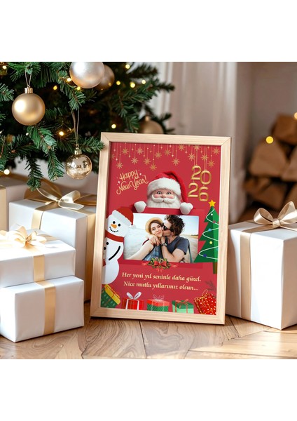 Sevgiliye Özel Fotoğraflı Yılbaşı Tablosu, Kişiye Özel Tasarım Tablo, Yılbaşı Hediyesi