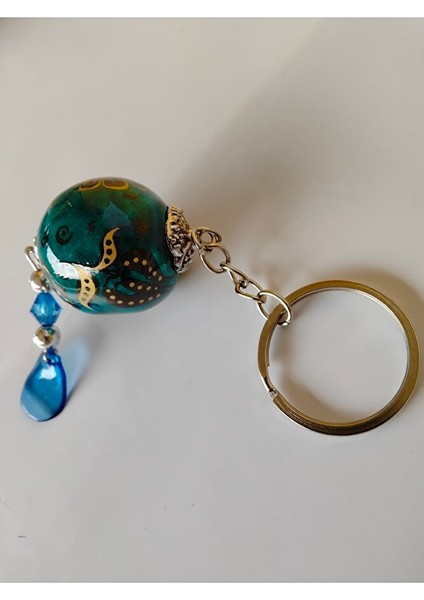 El Yapımı Anahtarlık Hediyelik Aksesuar Geleneksel Çini Deseni Turkuaz Seramik indirimleri