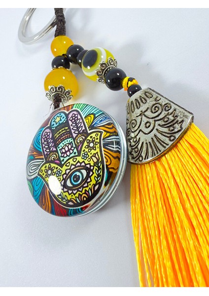 Sarı Nazar Boncuklu Rengarenk Hamse Fatma Ana Eli Anahtarlık, Hediyelik Aksesuar fiyatları