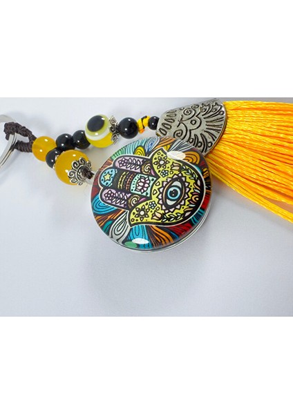 Sarı Nazar Boncuklu Rengarenk Hamse Fatma Ana Eli Anahtarlık, Hediyelik Aksesuar modelleri