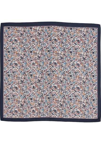 Kadın Mavi Bordo Çiçek Desenli Eşarp – Lacivert Bordürlü Modern Tasarım fiyatları