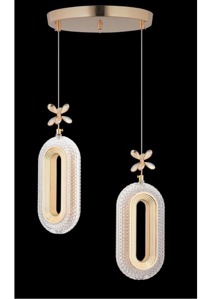 2'li Gold Kaplama Sarkıt LED Salon Avize 3 Renk Ledli fiyatları