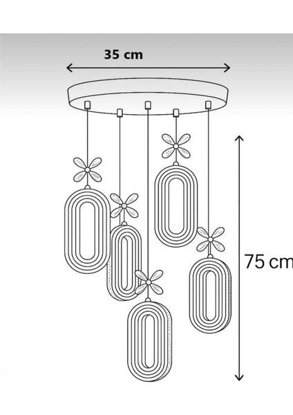 5'li Gold Kaplama Sarkıt LED Salon Avize 3 Renk Ledli modelleri