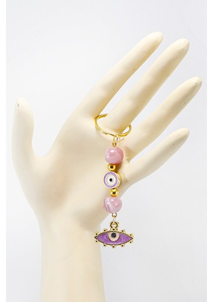 Lila Sedefli Çerçeveli Göz Anahtarlık, Nazarlı Hediyelik Çanta Süsü modelleri