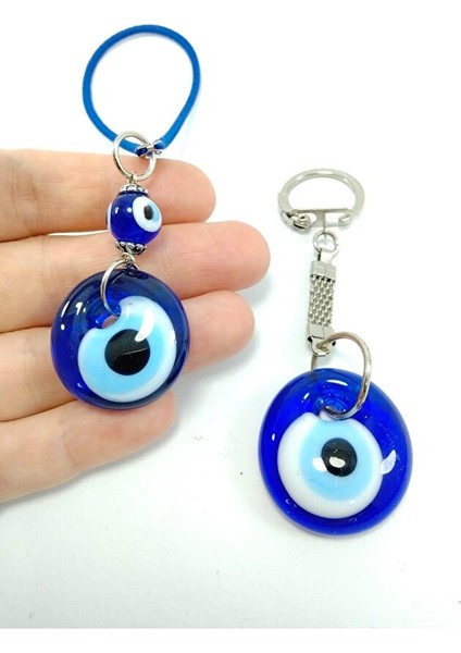 Nazar Boncuğu Anahtarlık Araba / Dikiz Ayna Süsü Sade Ikili Set El Yapımı Cam Hediyelik Eşya fiyatları