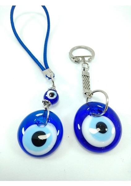 Nazar Boncuğu Anahtarlık Araba / Dikiz Ayna Süsü Sade Ikili Set El Yapımı Cam Hediyelik Eşya modelleri