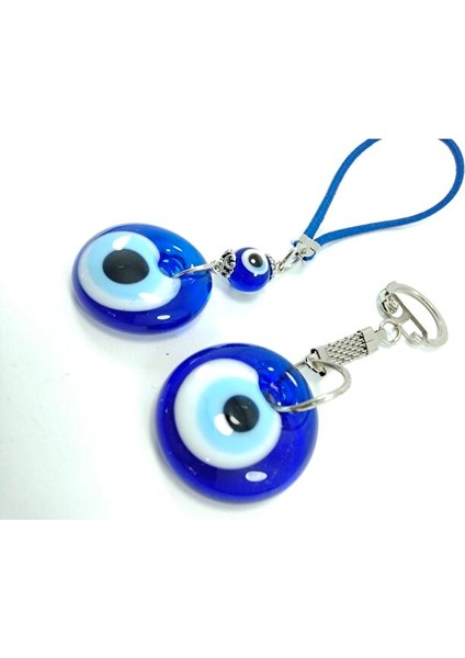 Nazar Boncuğu Anahtarlık Araba / Dikiz Ayna Süsü Sade Ikili Set El Yapımı Cam Hediyelik Eşya fırsatları