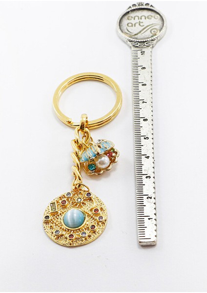 Komple Altın Kaplama Renkli Parlak Taşlı Incili Deniz Kabuklu Anahtarlık, Hediyelik Çanta Süsü indirimleri