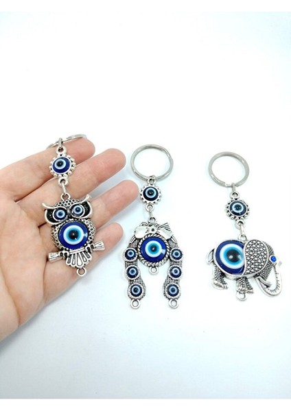 Nazar Boncuğu Anahtarlık Seti Baykuş Nal Fil Hediyelik Eşya
