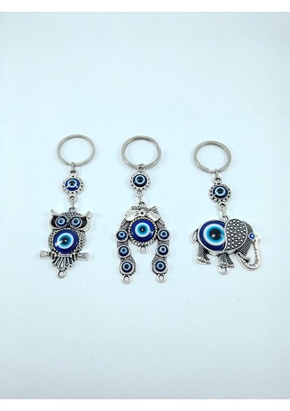 Nazar Boncuğu Anahtarlık Seti Baykuş Nal Fil Hediyelik Eşya modelleri