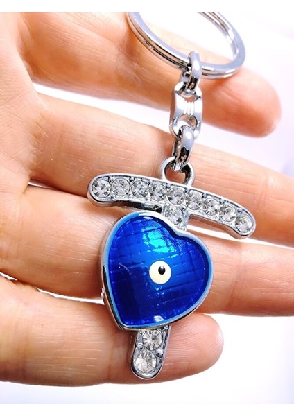 Kalp Nazar Boncuğu Metal Kristal Taşlı T Harfi Anahtarlık Hediyelik Aksesuar fiyatları