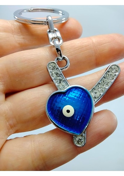 Kalp Nazar Boncuğu Metal Kristal Taşlı Y Harfi Anahtarlık Hediyelik Aksesuar indirimleri