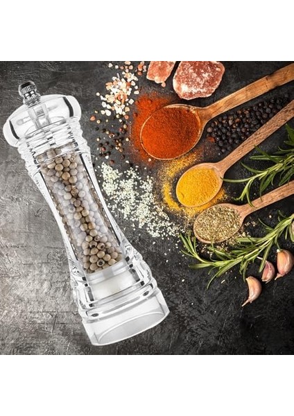 Kt Home Değirmen Karabiber Tuz Değirmeni Lüx Akrilik Tuzluk Karabiberlik Değirmen Öğütücü Seramik 16 cm