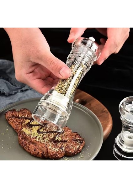 Kt Home Değirmen Karabiber Tuz Değirmeni Lüx Akrilik Tuzluk Karabiberlik Değirmen Öğütücü Seramik 16 cm modelleri