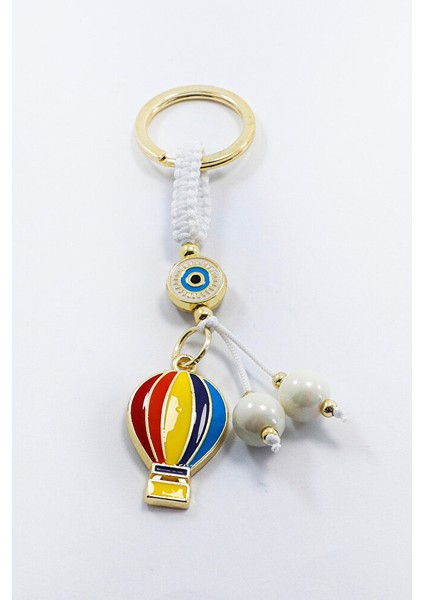 Beyaz Renkli Çerçeveli Nazar Boncuklu Renkli Uçan Balon Salkım Anahtarlık, Dikiz Ayna Süsü 2'li Set fiyatları