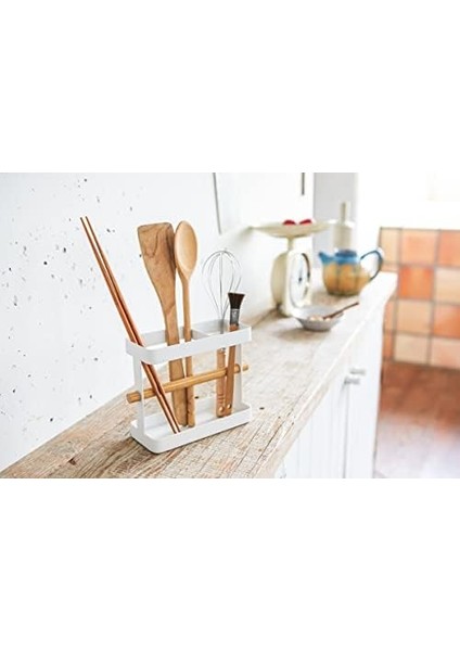 Home Tosca Geniş Alet Standı - Mutfak Gereçleri Tutucu, Yemek Saklama Düzenleyici, Tek Boyut, Beyaz