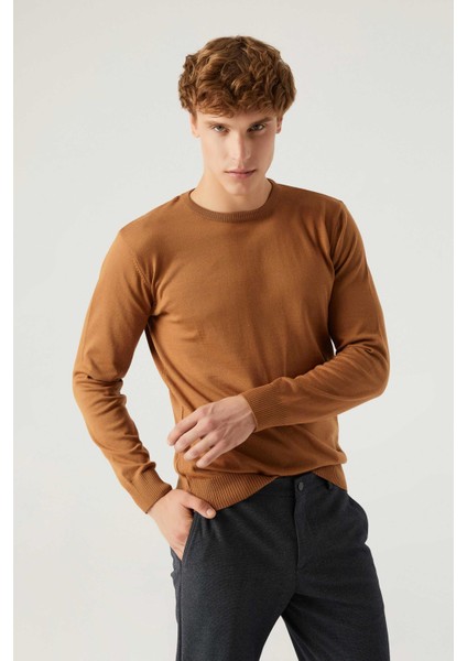 Ds Damat Regular Fit Camel Tüylenme Yapmayan Bisiklet Yaka Pamuklu Triko Kazak fiyatları