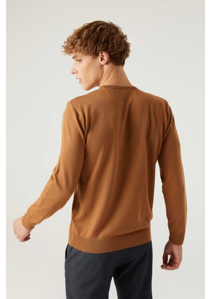 Ds Damat Regular Fit Camel Tüylenme Yapmayan Bisiklet Yaka Pamuklu Triko Kazak fırsatları