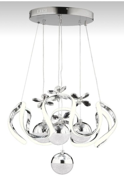 Kumandalı 3 Renk Işık Özellikli 4 Toplu Modern Krom Kaplama Sarkıt LED Avize Salon Avize modelleri