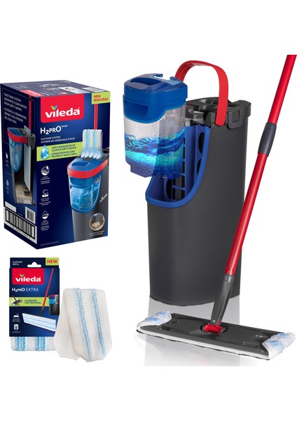 H2PRO %100 Kirli ve Temiz Suyu Ayıran Temizlik Seti ve Yedek Mikrofber Mop