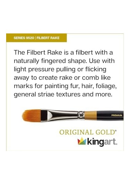 Orijinal 9520 Serisi, Altın Taklon Filbert Tırmık/tarak 3 Parça Set modelleri