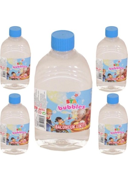 Star Bubbles Köpük 5 Adet Baloncuk Likiti Yedek Baloncuk Solüsyon 500ML