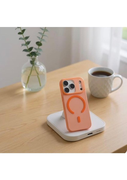 iPhone 17 Pro Max Hybrid Pro Magsafe Şeffaf Turuncu Kılıf