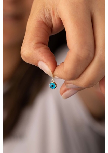 14 Ayar Altın Mavi Göz Boncuk Kolye Ucu