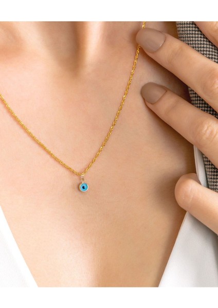 14 Ayar Altın Mavi Göz Boncuk Kolye Ucu modelleri